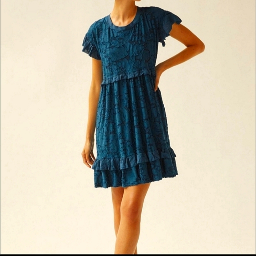 Anthropologie Teal Blue Mini Dress